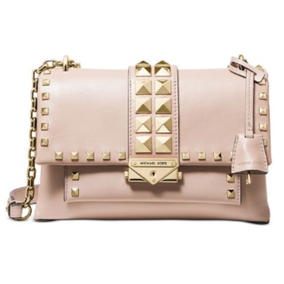 NWT Michael Kors Cece Studded Leather Chain Shoulder Bag Soft Pink/Gold Org Pkg
